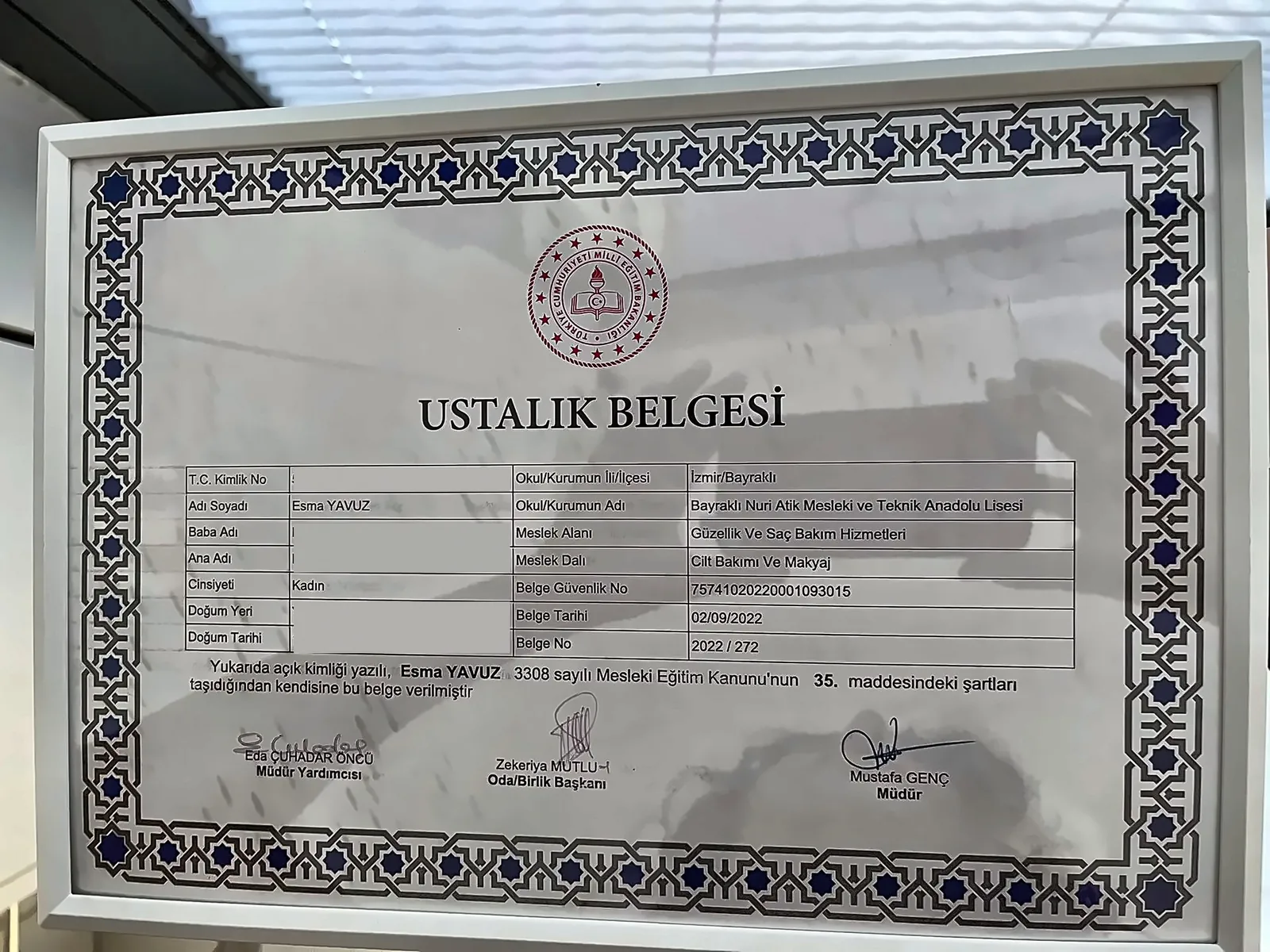 Ustalık Belgesi — Cilt Bakımı ve Makyaj