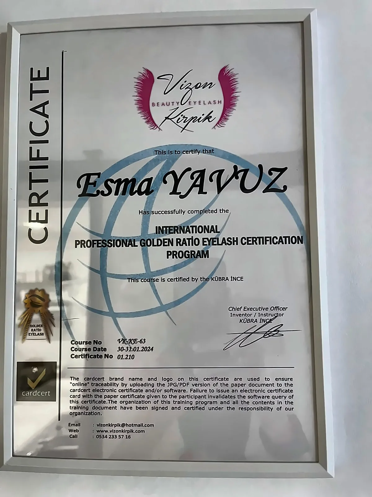 International Golden Ratio Eyelash Certification