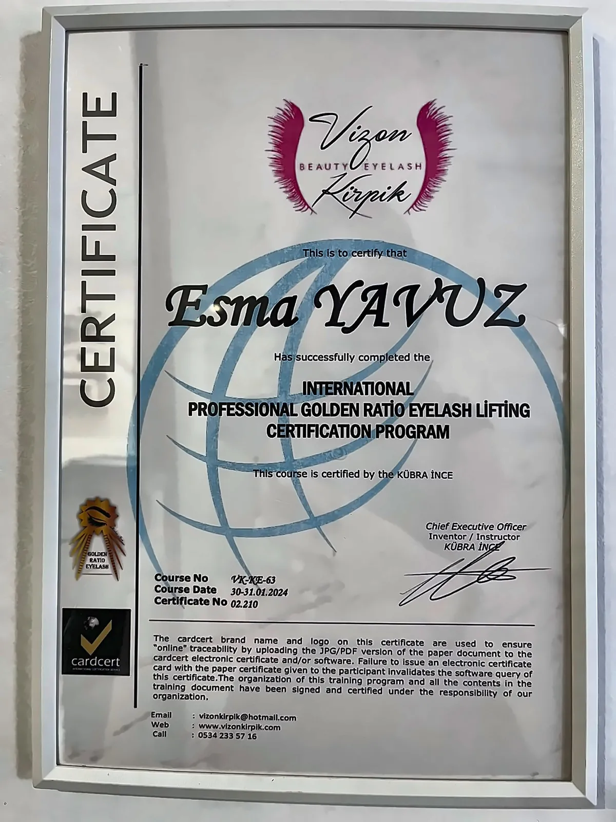 Golden Ratio Eyelash Lifting Certification